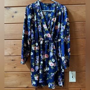 Lulu's Navy Floral Long Sleeve Dress